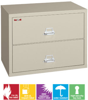 Image of FireKing 2-3822-C Two (2) Drawer Lateral Filing Cabinet, 38" Wide