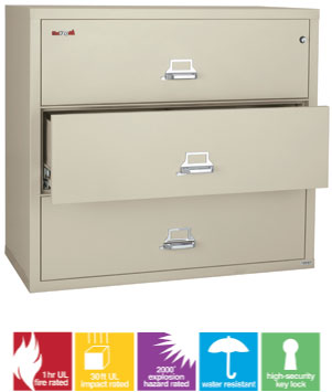 Image of FireKing 3-3122-C Three (3) Drawer Lateral Filing Cabinet