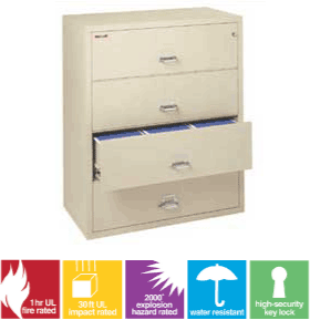 Image of FireKing 4-3122-C FireKing Four (4) Drawer Lateral File Cabinet