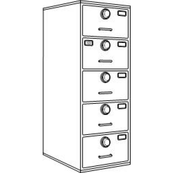 Image of 7110-01-614-5352 | Class 6, 5 Drawer Multi-lock file cabinet, S&G 2740B -  Black