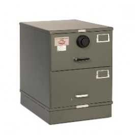 Image of 7110-00-082-6111 | Class 5, Two Drawer Single Lock File Cabinet, Kaba Mas X-10 Gray