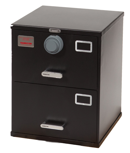 Image of 7110-01-015-2850 | Class 5, Two Drawer Single Lock File Cabinet, Kaba Mas X-10 - Black