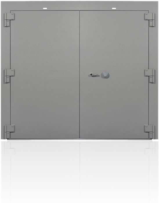 Image of 7110-01-475-9590, Class 5 Double Leaf Armory Vault Door - Type IIR, Style K Right Swing control door