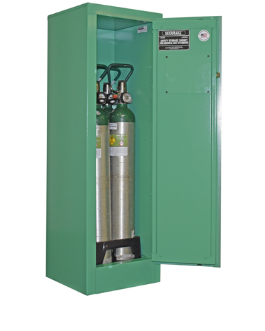Image of MG104FL - MedGas Oxygen Gas Cylinder Storage Cabinet - Stores 2-4 D, E Cylinders