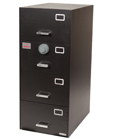 Image of 7110-01-614-5434 | Class 5, 4 Drawer Single Lock File Cabinet, Black